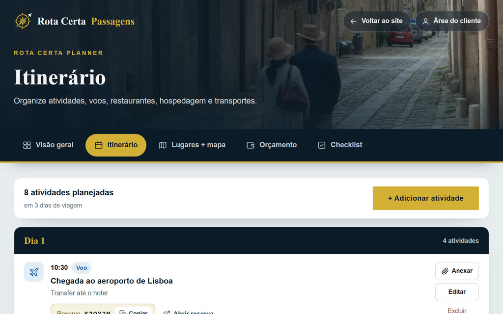 Itinerário dia a dia de uma viagem de exemplo a Lisboa e ao Porto